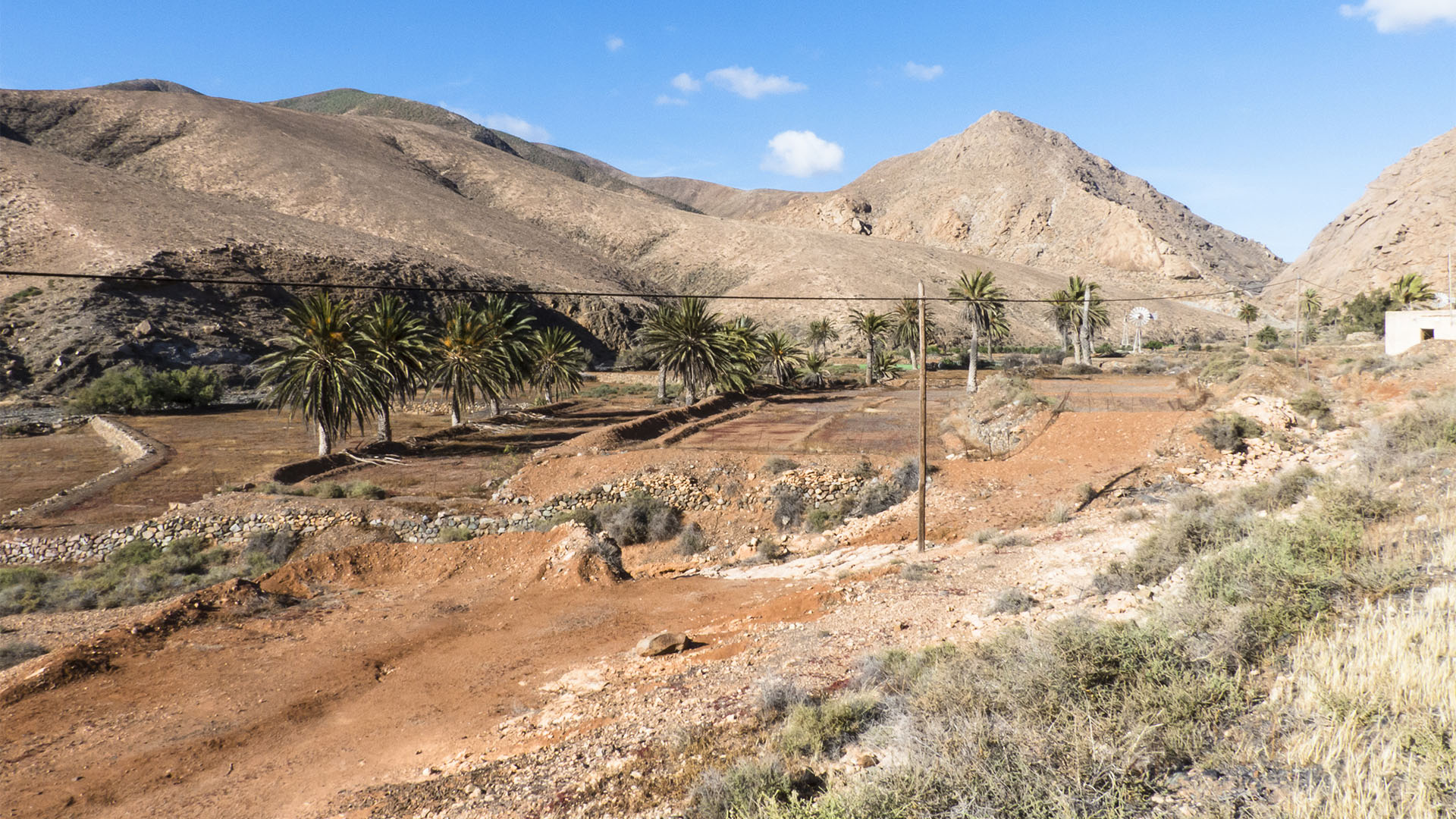 Landwirtschaft auf Fuerteventura – Trockenlandbau mit ausgeklügelten Gavias, Wasserspeicher, Kanälen.